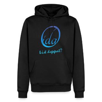 Oida bist deppat? - Männer Premium Bio Hoodie - Schwarz - Vorne - Nico (187cm)