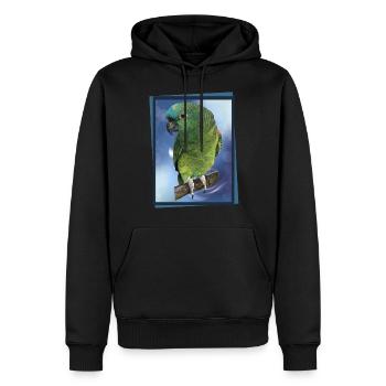 Die Blaustirnamazone - Männer Premium Bio Hoodie - Schwarz - Vorne - Nico (187cm)