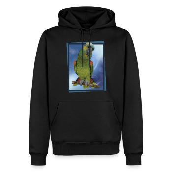 Die Blaustirnamazone - Männer Premium Bio Hoodie - Schwarz - Vorne - Nico (187cm)