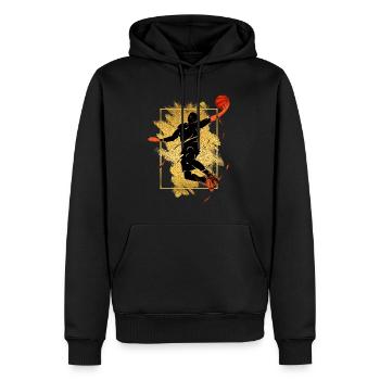 Basketteur Basketteur Dunking Gold Splash - Sweat à capuche Premium bio Homme - noir - Devant - Nico (187cm)
