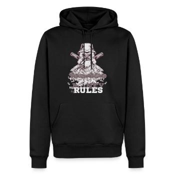 Bulldog My Money My Rules – Mein Geld Meine Regeln - Sweat à capuche Premium bio Homme - noir - Devant - Nico (187cm)