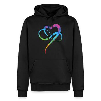 Poly Love Heart - Infinity Herz - Männer Premium Bio Hoodie - Schwarz - Vorne - Nico (187cm)