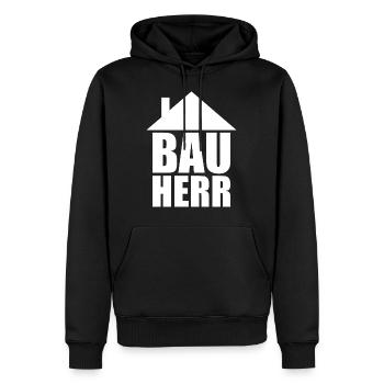 Bauherr Hausbau - Männer Premium Bio Hoodie - Schwarz - Vorne - Nico (187cm)