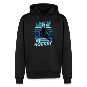 Das Leben ist Hockey - Männer Premium Bio Hoodie - Schwarz - Vorne - Nico (187cm)