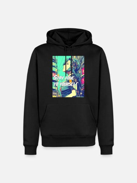 Restez fidèle à vous-même - Sweat à capuche Premium bio Homme - noir