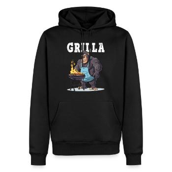 Grillen Grilla Griller Gorilla BBQ Spruch Lustig - Männer Premium Bio Hoodie - Schwarz - Vorne - Nico (187cm)