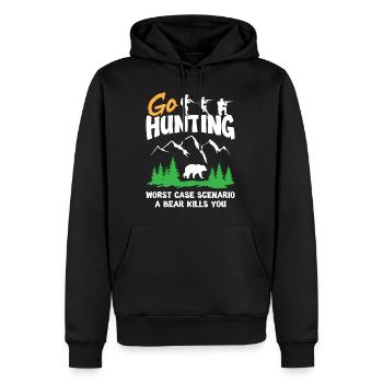 Allez à la chasse dans le pire des cas l’ours vous tue - Sweat à capuche Premium bio Homme - noir - Devant - Nico (187cm)