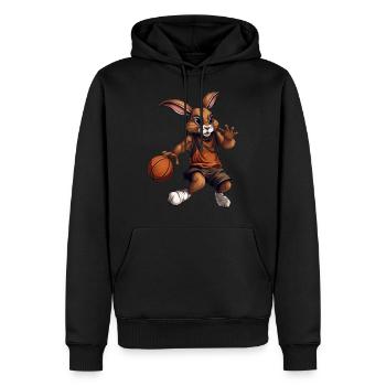 Basketball Häschen - Männer Premium Bio Hoodie - Schwarz - Vorne - Nico (187cm)