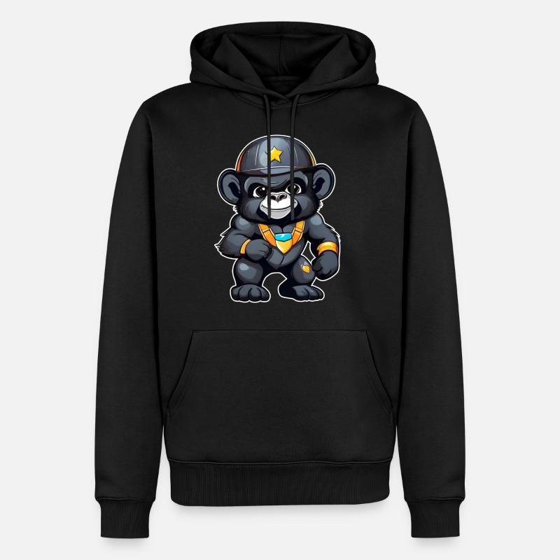 Niedlicher Gorilla - Männer Premium Bio Hoodie - Schwarz