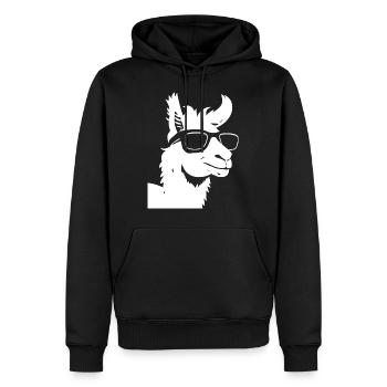 Lustiges Alpaka mit Sonnenbrille Coole Alpakas - Männer Premium Bio Hoodie - Schwarz - Vorne - Nico (187cm)