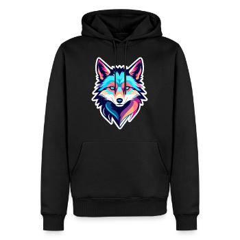 Dessin de loup - Sweat à capuche Premium bio Homme - noir - Devant - Nico (187cm)