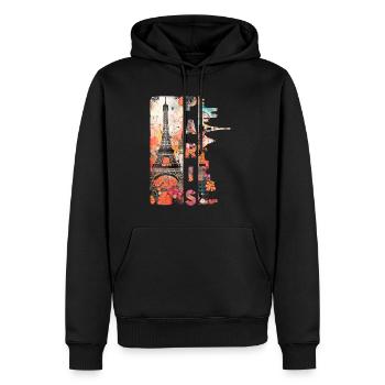 Paris Tour Eiffel France City Skyline Art - Sweat à capuche Premium bio Homme - noir - Devant - Nico (187cm)