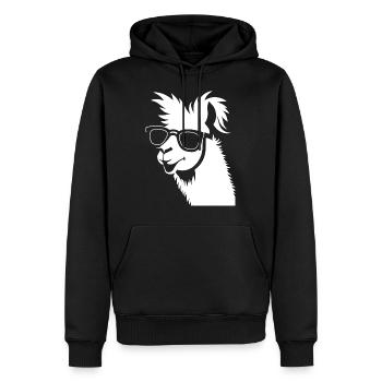 Lustiges Lama mit Sonnenbrille Coole Lamas - Männer Premium Bio Hoodie - Schwarz - Vorne - Nico (187cm)