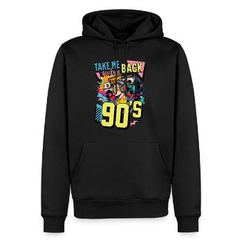 des années 90 des années 90 musique ghetto blaster casque fête - Sweat à capuche Premium bio Homme - noir - Devant - Nico (187cm)