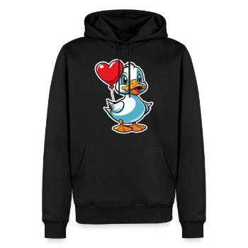 Ente Herz - Valentinstag - Männer Premium Bio Hoodie - Schwarz - Vorne - Nico (187cm)