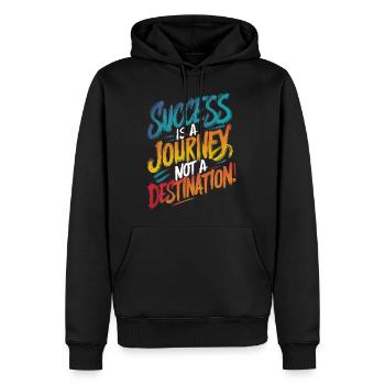 ERFOLG IST EINE REISE, KEIN ZIEL, ZITAT - Männer Premium Bio Hoodie - Schwarz - Vorne - Nico (187cm)