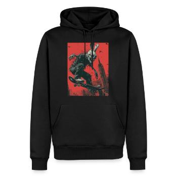 Creepy Bunny - Skull, Skelett, Totenkopf, Skater - Männer Premium Bio Hoodie - Schwarz - Vorne - Nico (187cm)