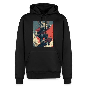 Creepy Bunny - Skull, Skelett, Totenkopf, Skater - Männer Premium Bio Hoodie - Schwarz - Vorne - Nico (187cm)