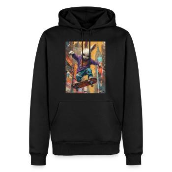 Creepy Bunny - Skull, Skelett, Totenkopf, Skater - Männer Premium Bio Hoodie - Schwarz - Vorne - Nico (187cm)