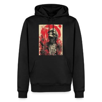 Smoking Skull, Totenkopf mit Zigarette - Männer Premium Bio Hoodie - Schwarz - Vorne - Nico (187cm)