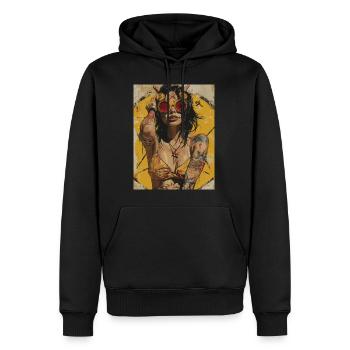The Woman - Skull, Totenkopf, Pentagramm - Männer Premium Bio Hoodie - Schwarz - Vorne - Nico (187cm)