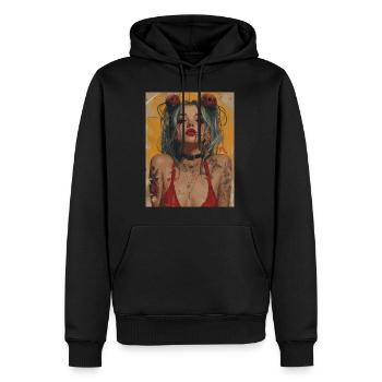 The Woman - Skull, Totenkopf, Pentagramm - Männer Premium Bio Hoodie - Schwarz - Vorne - Nico (187cm)