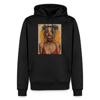 The Woman - Skull, Totenkopf, Pentagramm - Männer Premium Bio Hoodie - Schwarz - Vorne - Nico (187cm)