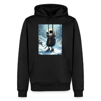 Skull in the snow - Totenkopf, Skelett - Männer Premium Bio Hoodie - Schwarz - Vorne - Nico (187cm)