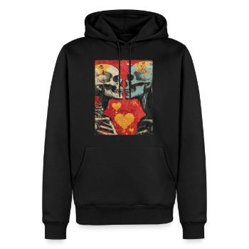 French Kiss - Skull, Skelett, Totenkopf - Männer Premium Bio Hoodie - Schwarz - Vorne - Nico (187cm)