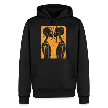 French Kiss - Skull, Skelett, Totenkopf - Männer Premium Bio Hoodie - Schwarz - Vorne - Nico (187cm)