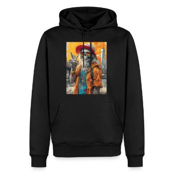 Freaky World - Skull, Totenkopf - Männer Premium Bio Hoodie - Schwarz - Vorne - Nico (187cm)