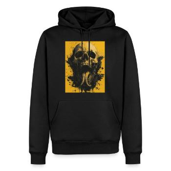 Dark Skull -Totenkopf, Horrormotiv - Männer Premium Bio Hoodie - Schwarz - Vorne - Nico (187cm)