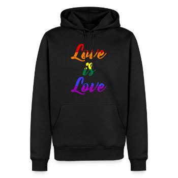 Love is Love, LGBT, Gay, CSD, Pride - Männer Premium Bio Hoodie - Schwarz - Vorne - Nico (187cm)