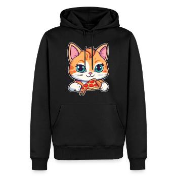 Le chat adore la pizza - Sweat à capuche Premium bio Homme - noir - Devant - Nico (187cm)