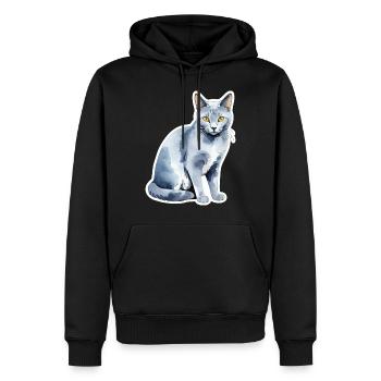 Russisch Blau Katze Wasserfarben - Männer Premium Bio Hoodie - Schwarz - Vorne - Nico (187cm)