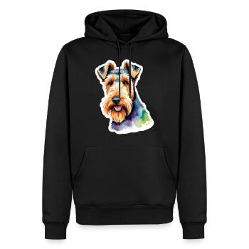 Airedale Terrier Aquarelle - Sweat à capuche Premium bio Homme - noir - Devant - Nico (187cm)