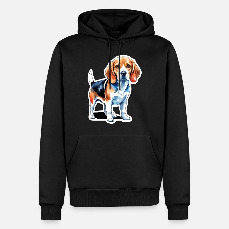 Beagle Wasserfarben - Männer Premium Bio Hoodie - Schwarz