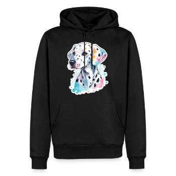 Dalmatiner Wasserfarben - Männer Premium Bio Hoodie - Schwarz - Vorne - Nico (187cm)