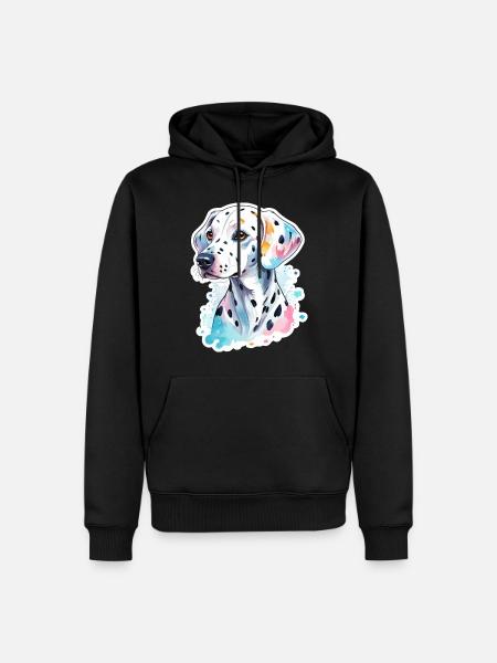 Dalmatiner Wasserfarben - Männer Premium Bio Hoodie - Schwarz