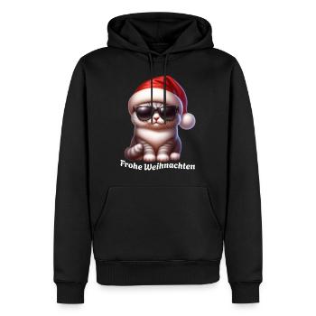 Katze Weihnachten - Männer Premium Bio Hoodie - Schwarz - Vorne - Nico (187cm)