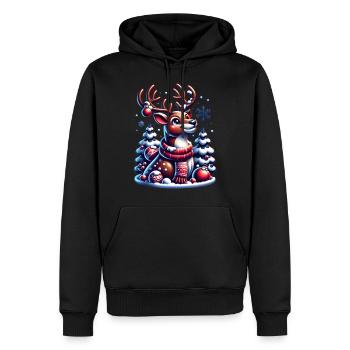 Renne Noël Père Noël Noël - Sweat à capuche Premium bio Homme - noir - Devant - Nico (187cm)