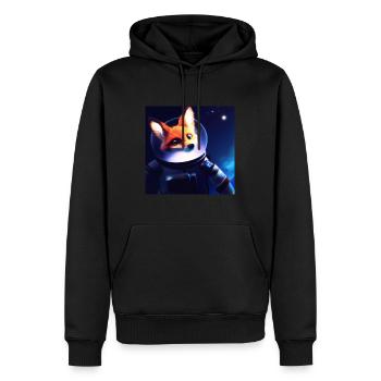 Fox Astronaut Sticker - Männer Premium Bio Hoodie - Schwarz - Vorne - Nico (187cm)