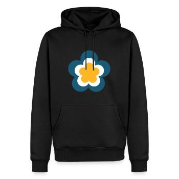 70er Jahre Blume Muster grün, Fasching, Karneval - Männer Premium Bio Hoodie - Schwarz - Vorne - Nico (187cm)