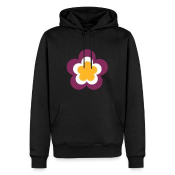 70er Jahre Blume Muster Retro Hippie Festival - Männer Premium Bio Hoodie - Schwarz - Vorne - Nico (187cm)
