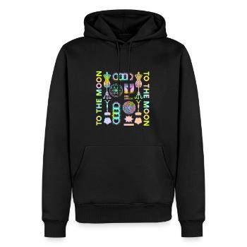 To the Moon - Krypto Spruch - Rainbow Optik - Männer Premium Bio Hoodie - Schwarz - Vorne - Nico (187cm)
