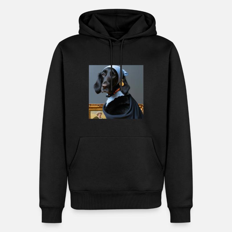 Flat Coated Retriever mit Perlenohrring - Männer Premium Bio Hoodie - Schwarz