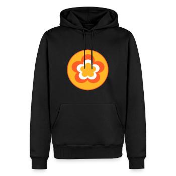 70s Flower Pattern - Men’s Premium Organic Hoodie - black - Front - Nico (187cm)