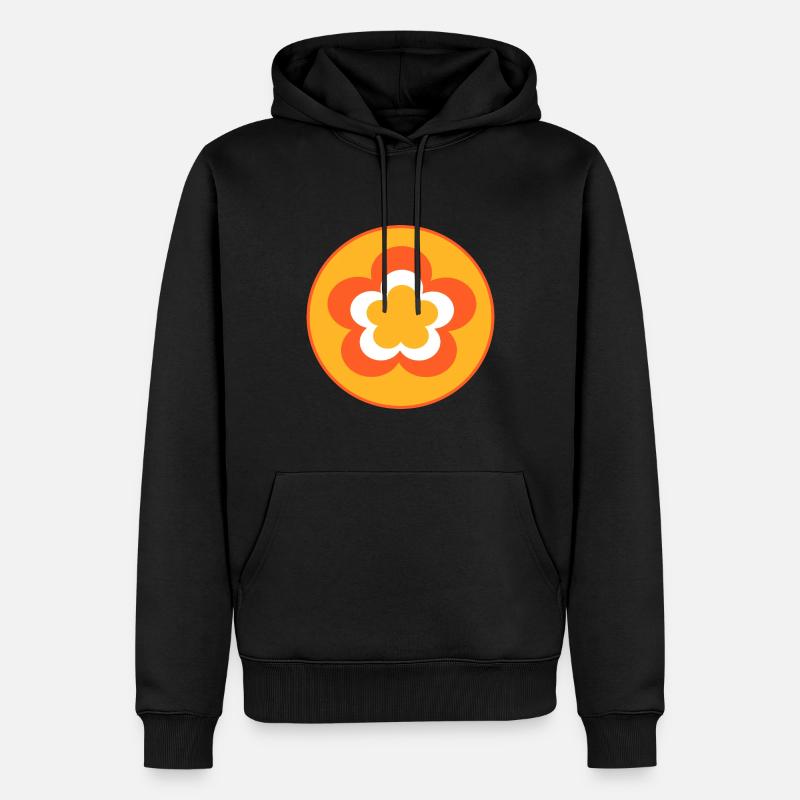 70er Jahre Blume Muster - Männer Premium Bio Hoodie - Schwarz