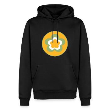 70s Flower Pattern - Men’s Premium Organic Hoodie - black - Front - Nico (187cm)