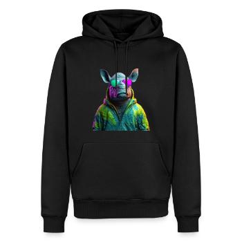 Hippo Nilpferd mit Sonnenbrille Flusspferd Afrika - Männer Premium Bio Hoodie - Schwarz - Vorne - Nico (187cm)